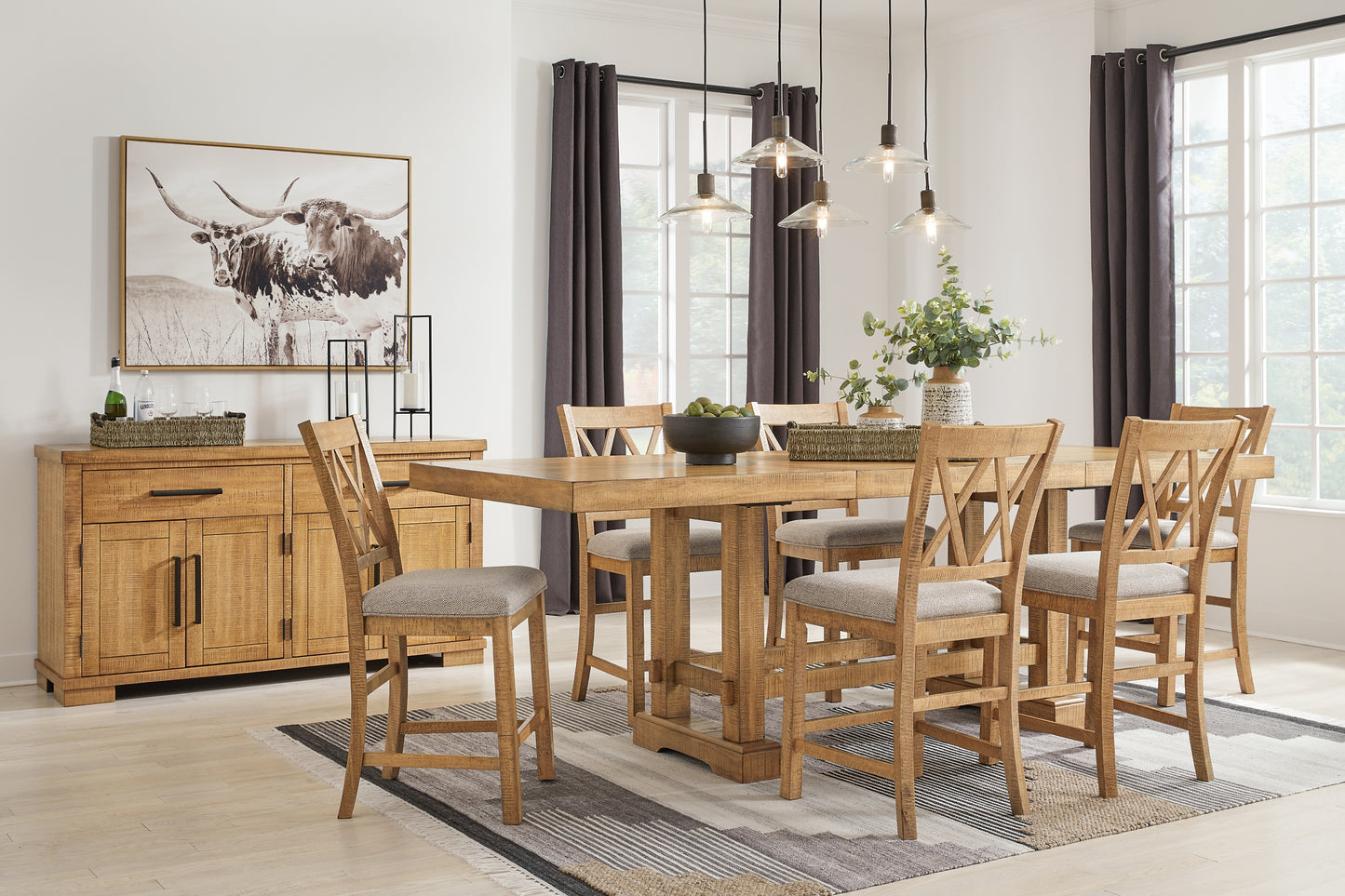 Havonplane Counter Height Dining Table and 6 Barstools